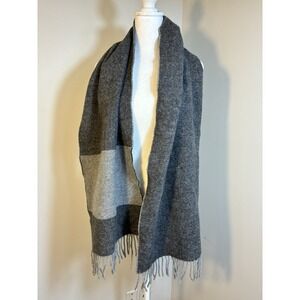 Italian woolen treasures Scarf 100% Lambswool Gray Preppy Winter